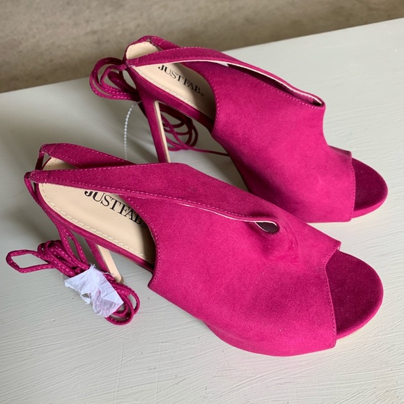 JustFab Shoes - Justfab Pink Tall Heels Peep Toe Women’s 9. Q